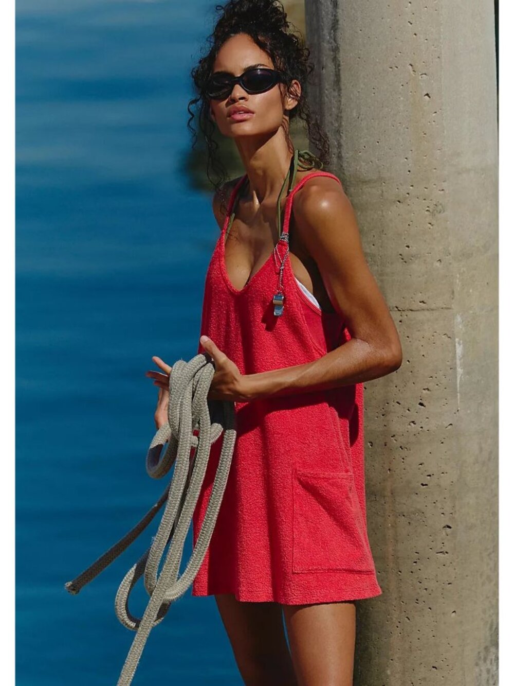 FP Movement by Free People Red Terry Romper
